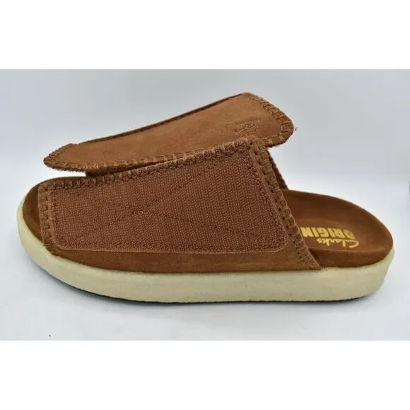 Clarks Mens Size 12 Overleigh Cola Suede Slip On Slide Sandals