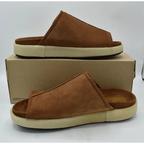 Clarks Mens Size 12 Overleigh Cola Suede Slip On Slide Sandals