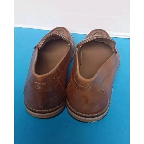 Classic Brown Leather Woven Penny Loafers Casual Dress‎ Shoes