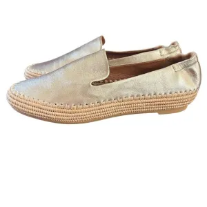 Clergerie Irmis Gold Leather Espadrille Flats Slip On NEW Size 8.5