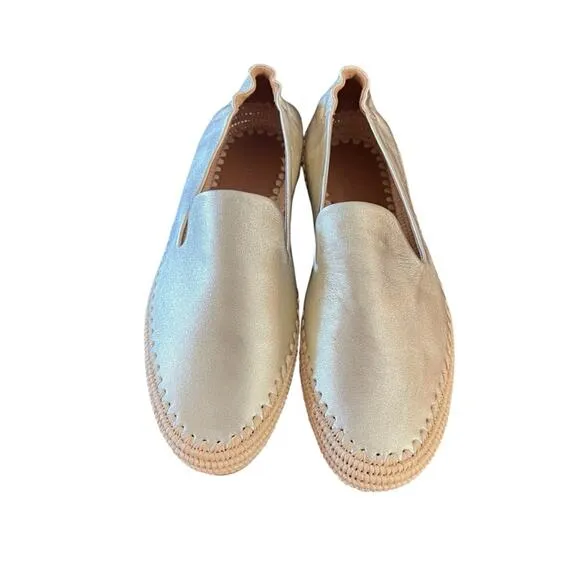 Clergerie Irmis Gold Leather Espadrille Flats Slip On NEW Size 8.5