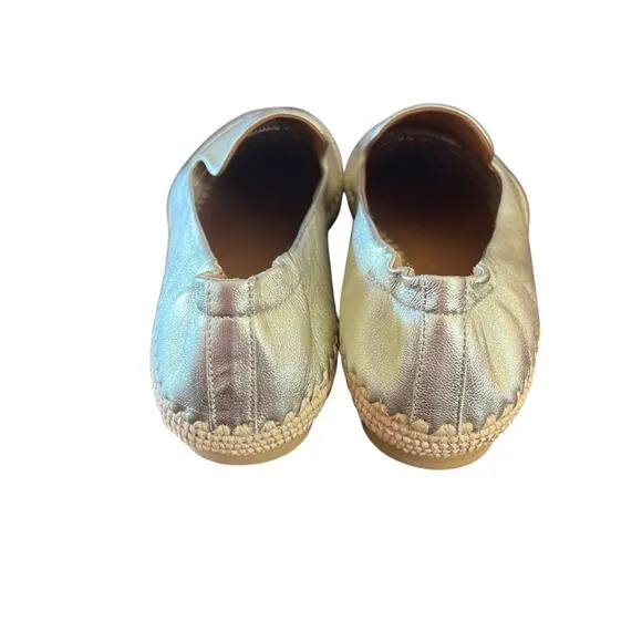 Clergerie Irmis Gold Leather Espadrille Flats Slip On NEW Size 8.5