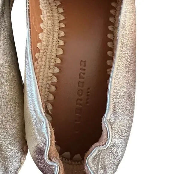 Clergerie Irmis Gold Leather Espadrille Flats Slip On NEW Size 8.5