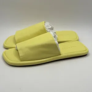 Clergerie Paris Ezy Flat Sandal Sz 6.5 Leather Slide Mule Yellow Citron