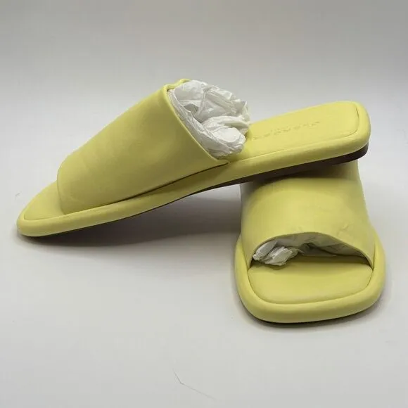 Clergerie Paris Ezy Flat Sandal Sz 6.5 Leather Slide Mule Yellow Citron