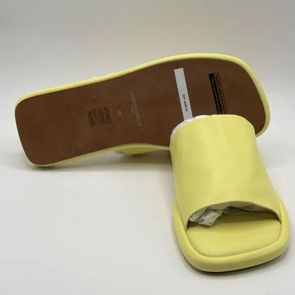 Clergerie Paris Ezy Flat Sandal Sz 6.5 Leather Slide Mule Yellow Citron