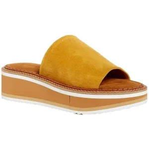 Clergerie Paris Womens Fast Yellow Leather Slip On Slide Sandals Flats New