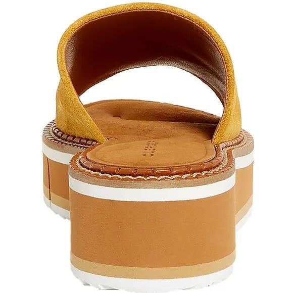 Clergerie Paris Womens Fast Yellow Leather Slip On Slide Sandals Flats New