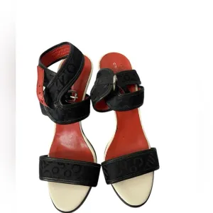 CNC Costume National Italy New Heeled Sandals 8.5 Logo Black Stiletto Strap
