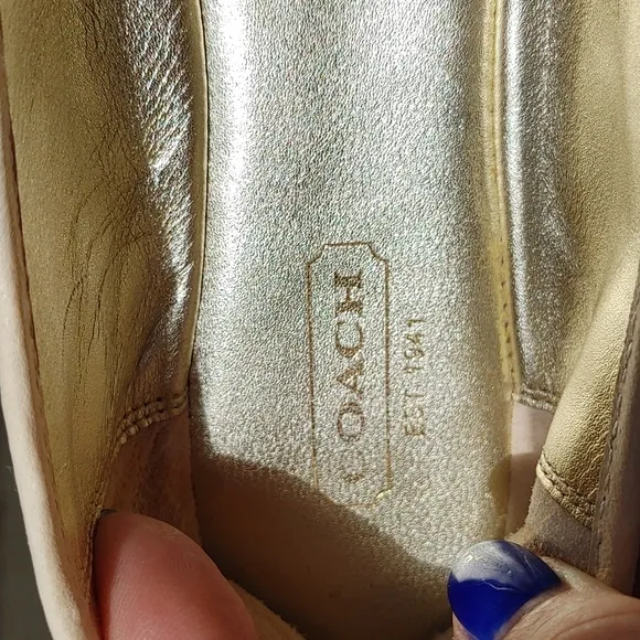 Coach Aaron Floral Beige and Coral Raffia Round Toe Flats Size 7.5 (1363)