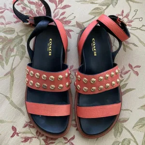 Coach Ankle Strap Leather Sandals
