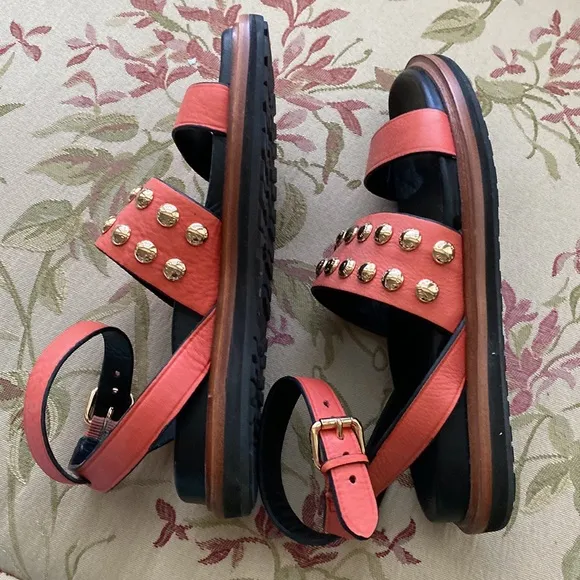 Coach Ankle Strap Leather Sandals