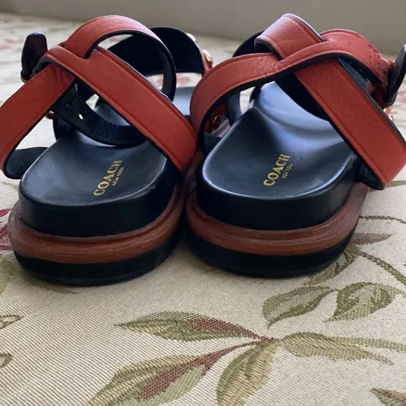 Coach Ankle Strap Leather Sandals