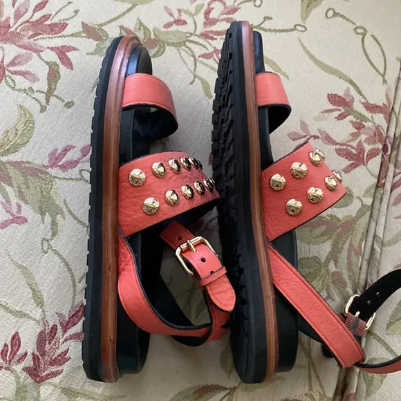 Coach Ankle Strap Leather Sandals