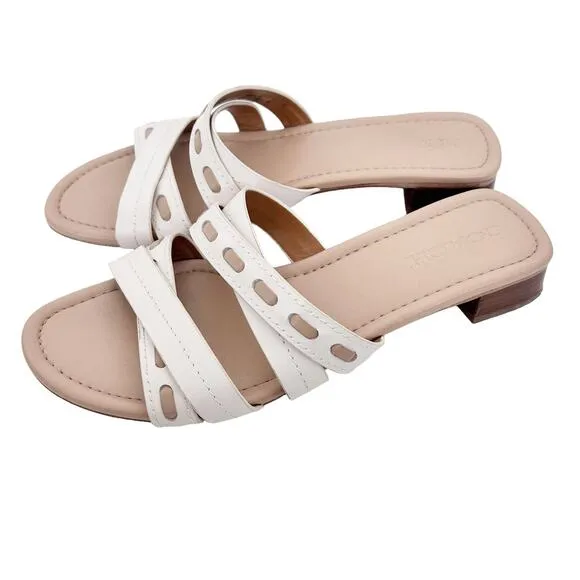 Coach Ariana Cream Leather Slip On Sandals Sz 10