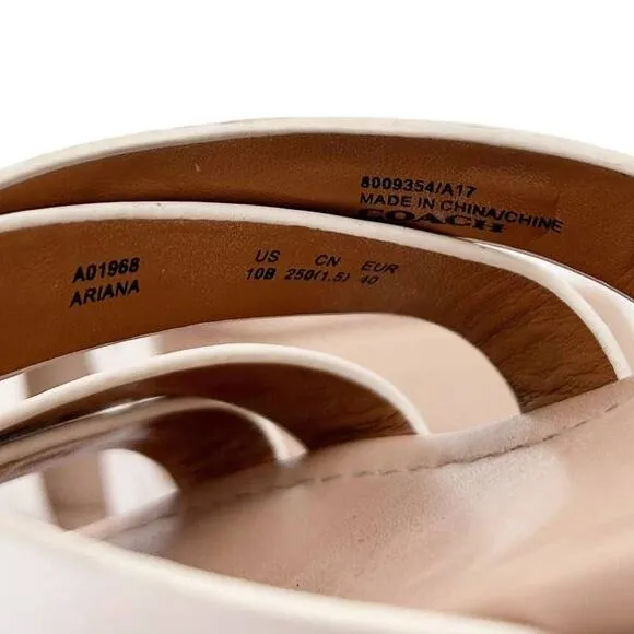 Coach Ariana Cream Leather Slip On Sandals Sz 10