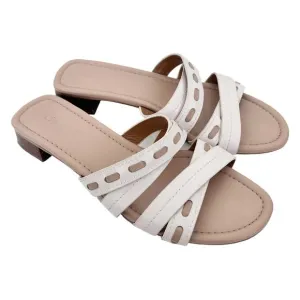 Coach Ariana Cream Leather Slip On Sandals Sz 10