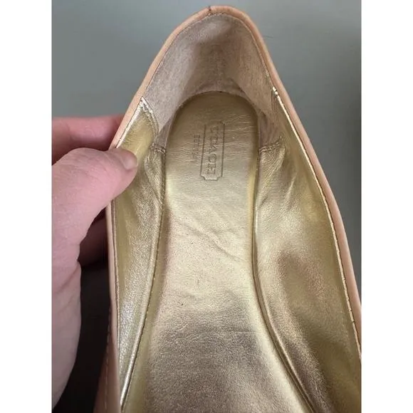 Coach Ballet Flats Lexi Smooth Soft Nappa Leather Nude Pink Size 9.5 Feminine