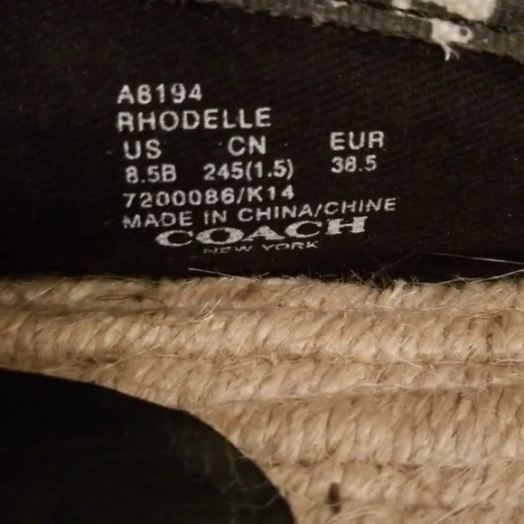 COACH Black Size 8.5 Rhodelle Calico Canvas Shoes