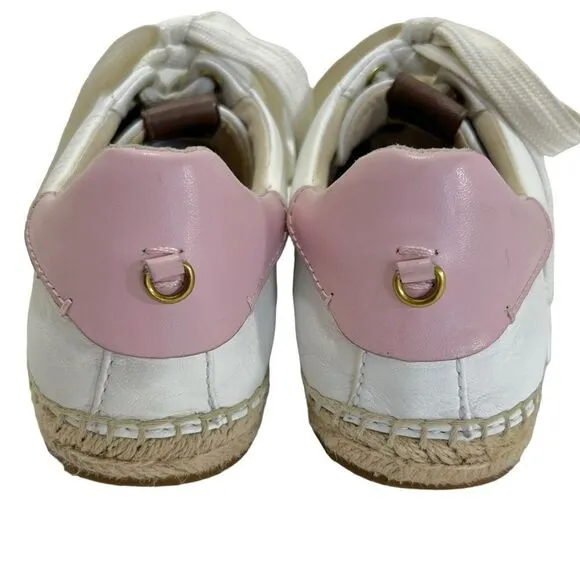 Coach C101 Low Top Espadrille Sneakers in White &amp; Petal