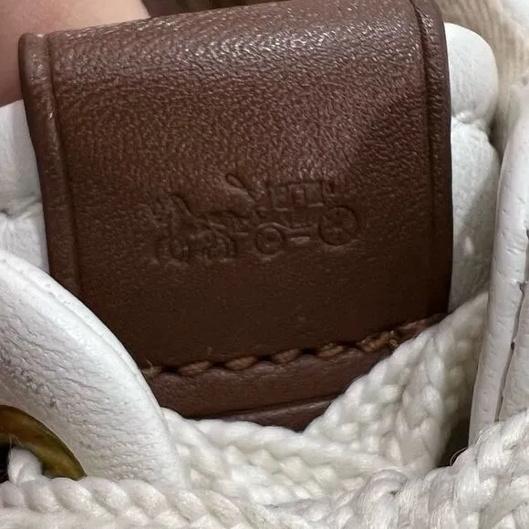 Coach C101 Low Top Espadrille Sneakers in White &amp; Petal