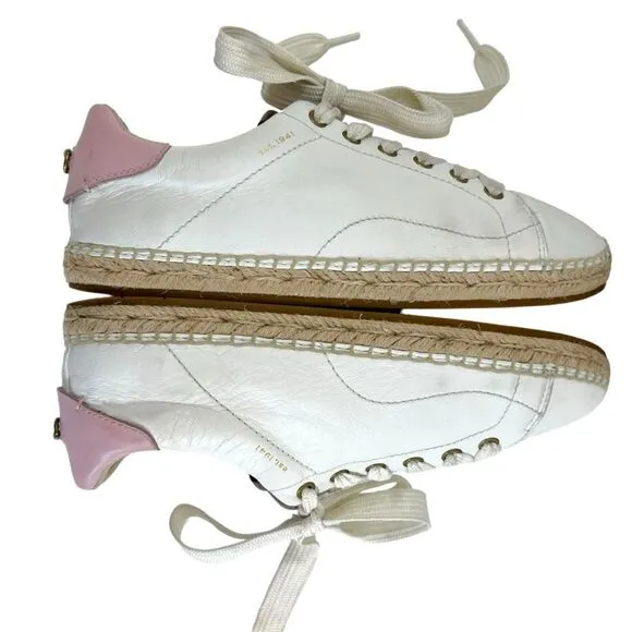 Coach C101 Low Top Espadrille Sneakers in White &amp; Petal