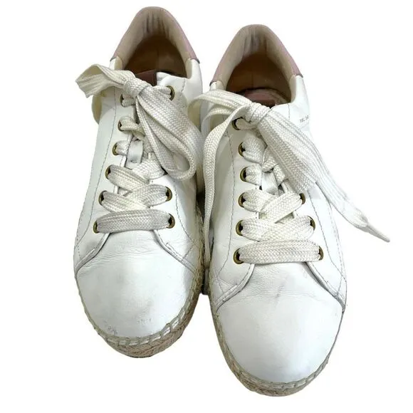 Coach C101 Low Top Espadrille Sneakers in White &amp; Petal
