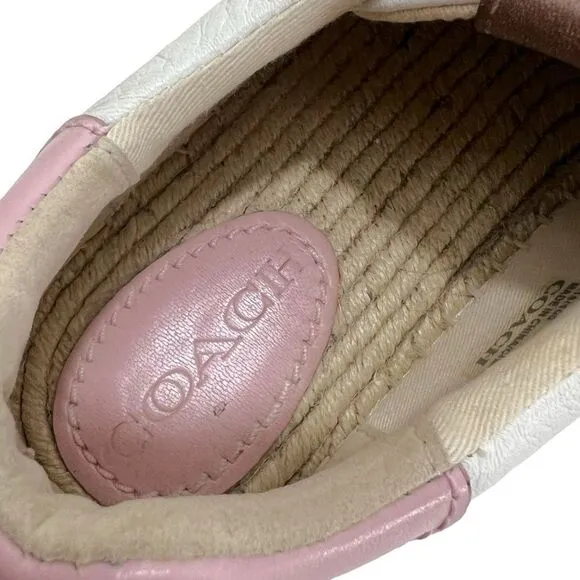 Coach C101 Low Top Espadrille Sneakers in White &amp; Petal