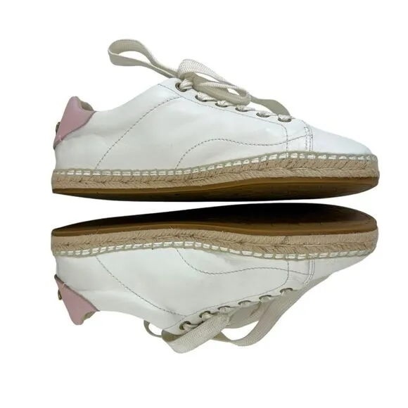 Coach C101 Low Top Espadrille Sneakers in White &amp; Petal