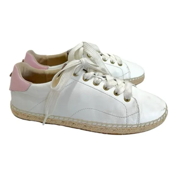 Coach C101 Low Top Espadrille Sneakers in White &amp; Petal