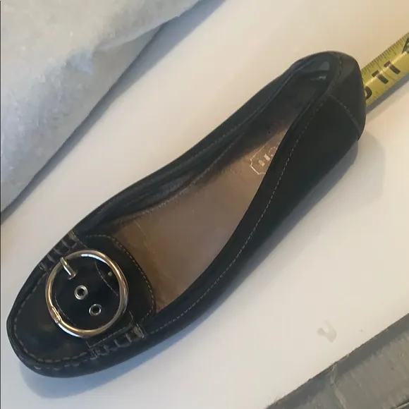 COACH CARLY BLACK LEATHER LOAFERS DRIVING FLATS