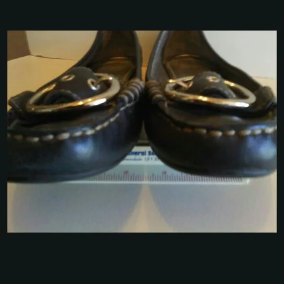 COACH CARLY BLACK LEATHER LOAFERS DRIVING FLATS