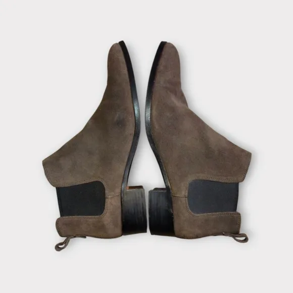 Coach Dark Taupe / Brown Suede Semi Pointed Toe Chelsea Ankle Boots