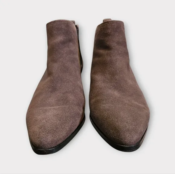 Coach Dark Taupe / Brown Suede Semi Pointed Toe Chelsea Ankle Boots