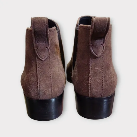 Coach Dark Taupe / Brown Suede Semi Pointed Toe Chelsea Ankle Boots