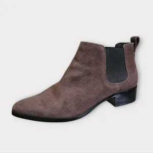 Coach Dark Taupe / Brown Suede Semi Pointed Toe Chelsea Ankle Boots