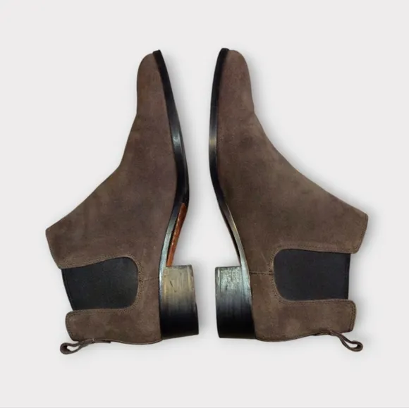 Coach Dark Taupe / Brown Suede Semi Pointed Toe Chelsea Ankle Boots