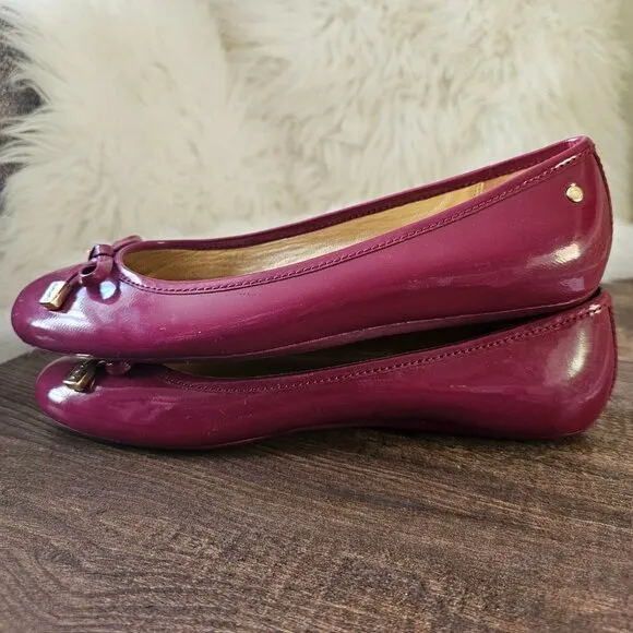 Coach Dotty Leather Ballet Flats, in Glosssy Magenta/Pink 6 B