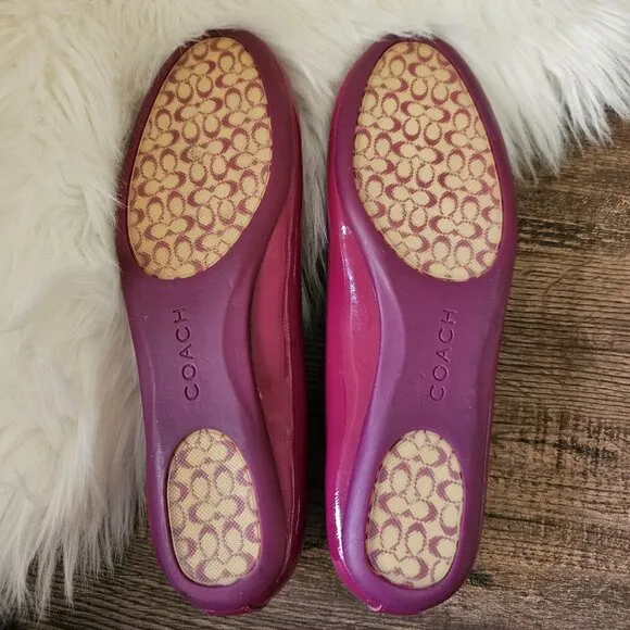 Coach Dotty Leather Ballet Flats, in Glosssy Magenta/Pink 6 B