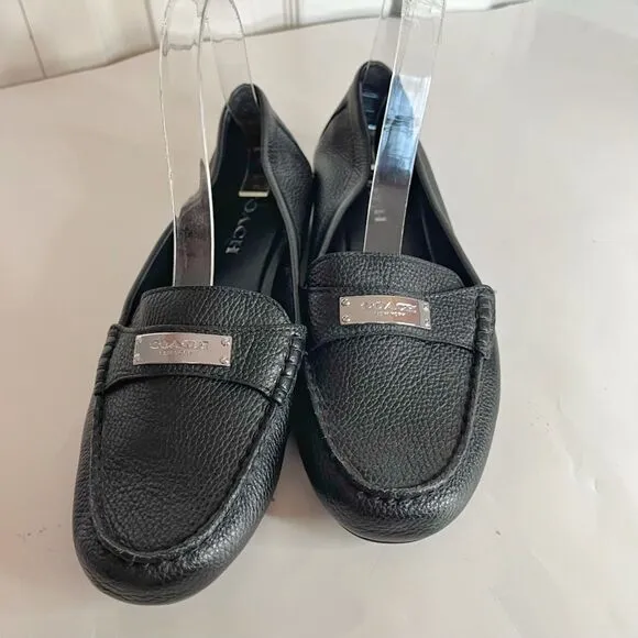 Coach Fredrica Leather Pebble Grain Slip On Driving Slip Comfy Loafers