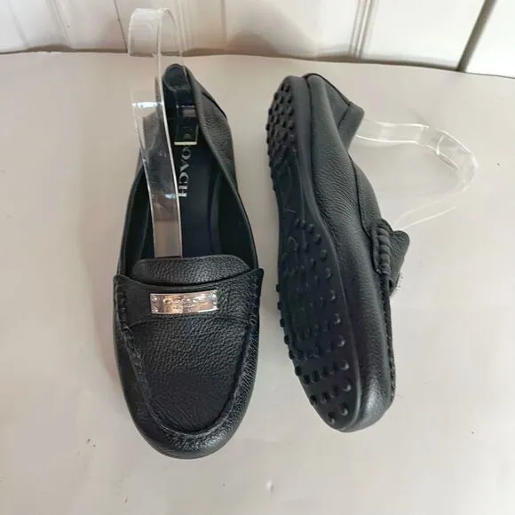 Coach Fredrica Leather Pebble Grain Slip On Driving Slip Comfy Loafers
