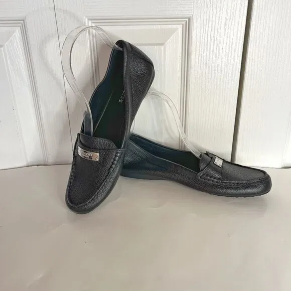 Coach Fredrica Leather Pebble Grain Slip On Driving Slip Comfy Loafers