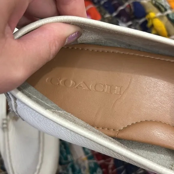 COACH Mary lock up Women's White Slip-On driving Loafers