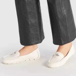 COACH Mary lock up Women's White Slip-On driving Loafers