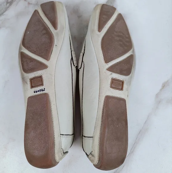 Coach Men's Gallagher Cream Beige Leather Slip On Loafers Driving Shoes, 10