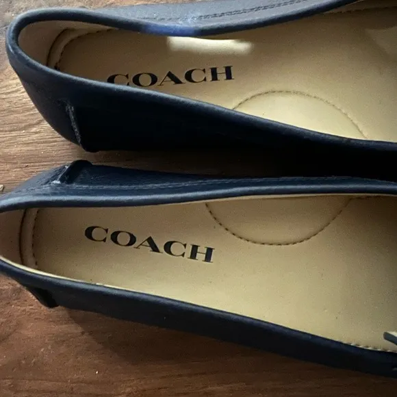 Coach Women's Marley Driver Loafer SZ 5.5 Leather Quiet Luxury Slip On Logo Blue