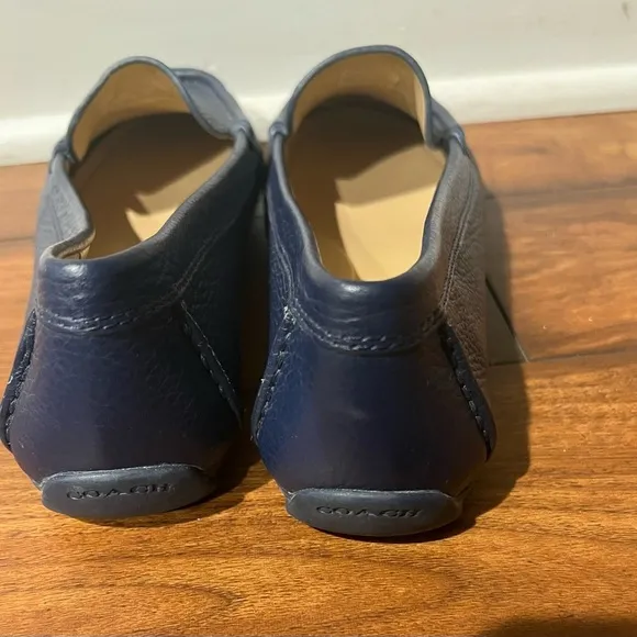 Coach Women's Marley Driver Loafer SZ 5.5 Leather Quiet Luxury Slip On Logo Blue