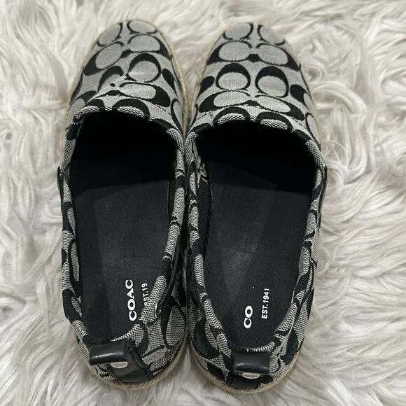 Coach Mellow Signature Monogram Canvas Espadrille Slip On Shoes Sz 7