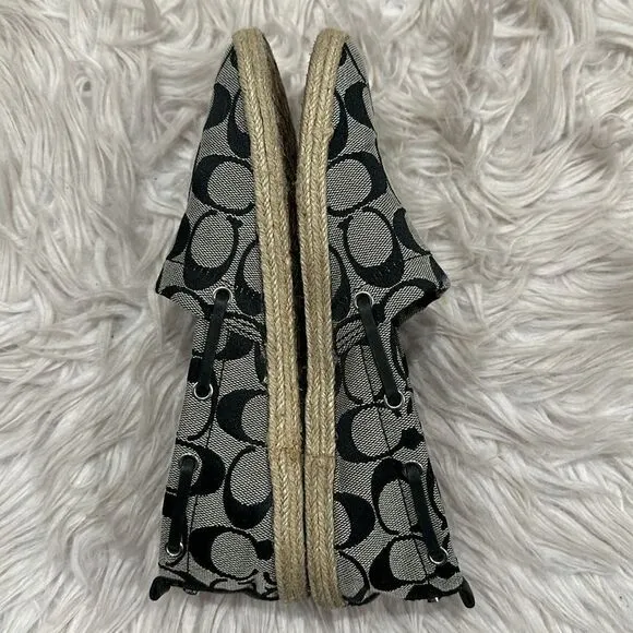Coach Mellow Signature Monogram Canvas Espadrille Slip On Shoes Sz 7