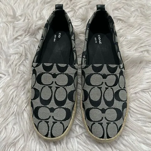 Coach Mellow Signature Monogram Canvas Espadrille Slip On Shoes Sz 7
